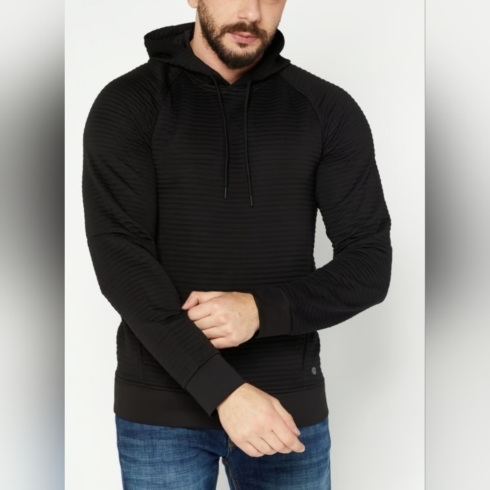 Apana Men's Black Ottoman Pullover Hoodie - Picture 1 of 11